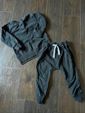 Little Bipsy Black Kids Sweatshirt & Jogger Set